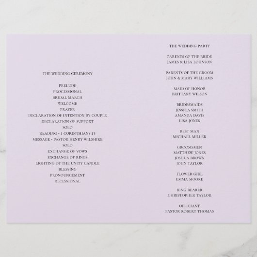 Floral bruiloft programma gevouwen. Paardenbloemen (Achterkant)