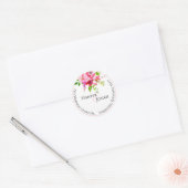 Floral bruiloft retour adres bruiloft ronde sticker (Envelop)