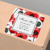 Floral bruiloft Rode papaverbloemen Dank je wel Vierkante Sticker