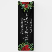 Floral bruiloft tussen zwarte en rode pony en Roos Spandoek (Verticaal)