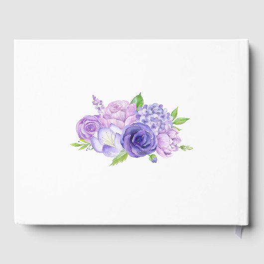 Floral bruiloft ultra Violet Floral Waterverf Gastenboek (Achterkant)