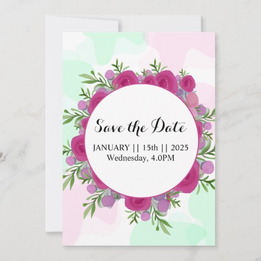 Floral bruiloft waterverf kaart (Achterkant)