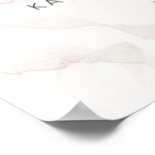 Floral bruiloft welkom heten Moderne roze Waterver Poster (Hoek)