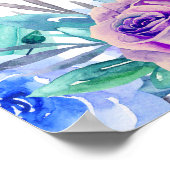 Floral bruiloft welkomstbord. Blauw en paars Poster (Hoek)