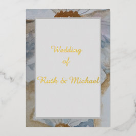 Floral bruiloft Witte en gouduitnodiging Folie Uitnodiging