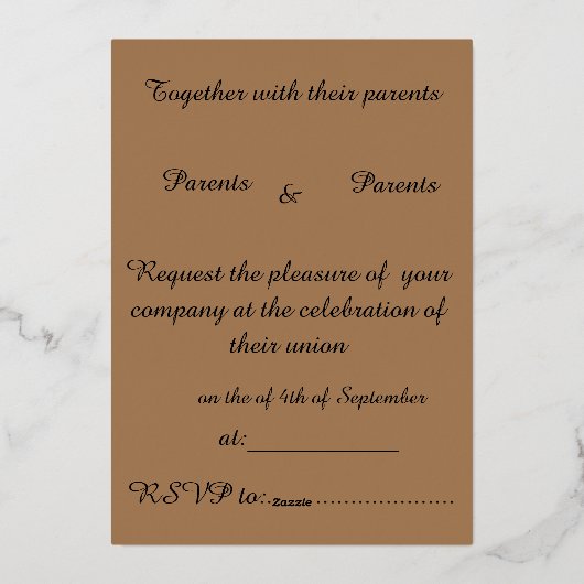 Floral bruiloft Witte en gouduitnodiging Folie Uitnodiging (Achterkant)