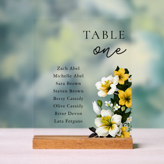 Floral bruiloft Zitting Grafiek Tafelnummer Acryl Bord (Neutraal)