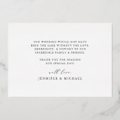 Floral bruiloft zwart-wit en goudvet Hartelijk dan Folie Uitnodiging (Achterkant)