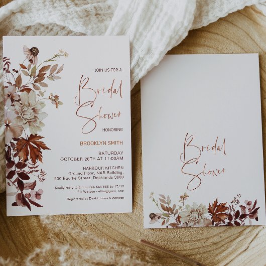 Floral Bruin Beige Herfst in Liefde Vrijgezellenfe Kaart