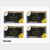 Floral Bruin Blauw Glitter Zwarte Etiket Logo (Vel)