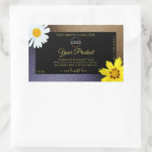 Floral Bruin Blauw Glitter Zwarte Etiket Logo (Tas)