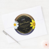 Floral Bruin Blauw Glitter Zwarte Etiket Logo (Envelop)
