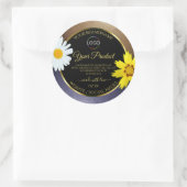 Floral Bruin Blauw Glitter Zwarte Etiket Logo (Tas)