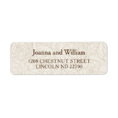 Floral bruin elegante bruiloft retour adreslabels etiket (Voorkant)