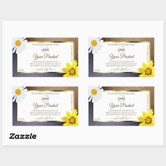 Floral Bruin Glitter White Product Label Logo (Vel)