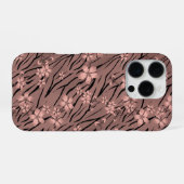 Floral, bruin, tijgerpatroon iPhone hoesje (Achterkant horizontaal)