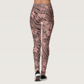 Floral, bruin, tijgerpatroon leggings (Achterkant)