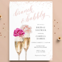 Floral Brunch & Bubble Bridal Shower Invitation