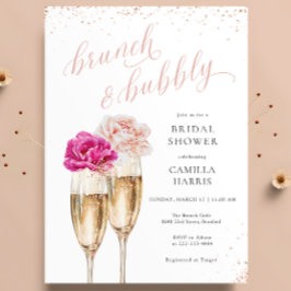 Floral Brunch & Bubble Bridal Shower Invitation Kaart