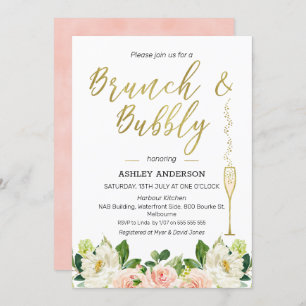 Floral Brunch Bubble Bridal Shower Kaart