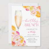 Floral Brunch & Bubbly Verjaardagsbrunch Kaart (Voorkant)