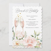 Floral Brunch en bubbelig roze mimosa in Kaart (Voorkant)