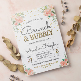 Floral Brunch en Bubble Peony Gold Vrijgezellenfee Kaart