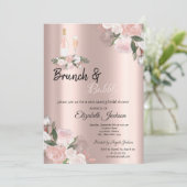 Floral Brunch en Bubble Vrijgezellenfeest Kaart (Staand voorkant)