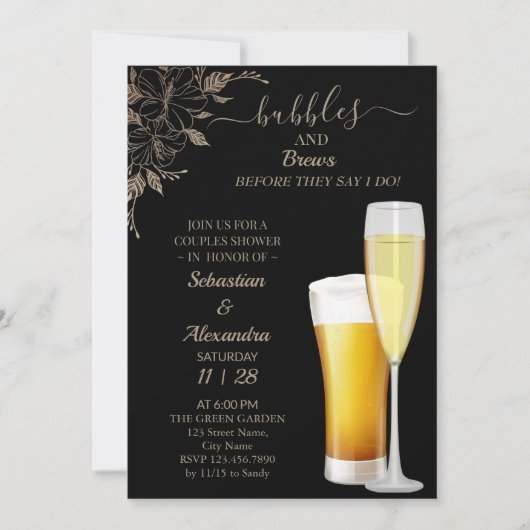Floral Bubbles en Breedparen Shower Invitation Kaart (Voorkant)