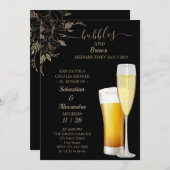 Floral Bubbles en Breedparen Shower Invitation Kaart (Voorkant / Achterkant)