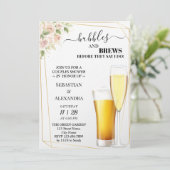 Floral Bubbles en Breedparen Shower Invitation Kaart (Staand voorkant)