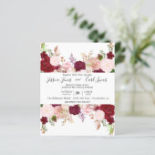 Floral budget blush Pink Burgundy Waterverf (Staand voorkant)