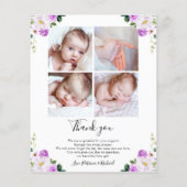 Floral Budget Geboortedatum Aankondiging Hartelijk (Achterkant)