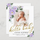Floral Budget Geboortedatum Aankondiging Hartelijk (Voorkant / Achterkant)