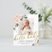 Floral Budget Geboortedatum Aankondiging Hartelijk (Staand voorkant)