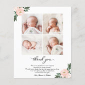 Floral Budget Geboortedatum Aankondiging Hartelijk (Achterkant)