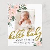 Floral Budget Geboortedatum Aankondiging Hartelijk (Voorkant)