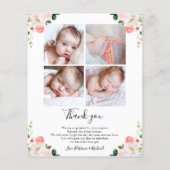 Floral Budget Geboortedatum Aankondiging Hartelijk (Achterkant)