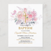 Floral/BUDGET-Girl Baptism Invitation. (Voorkant)
