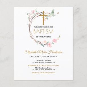 Floral/BUDGET/Girl Baptism Invitation. Flyer