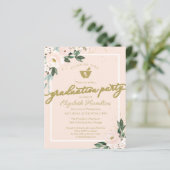 Floral Budget Invitation Pharmacy Afstudeerder Par (Staand voorkant)