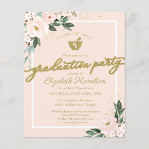 Floral Budget Invitation Pharmacy Afstudeerder Par