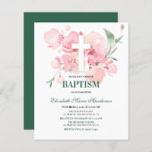 Floral / BUDGET - Uitnodiging voor de meisjesdoop. (Voorkant / Achterkant)