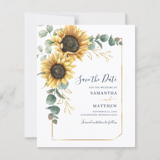 Floral Budget Zonnebloem Eucalyptus behalve datum (Voorkant)