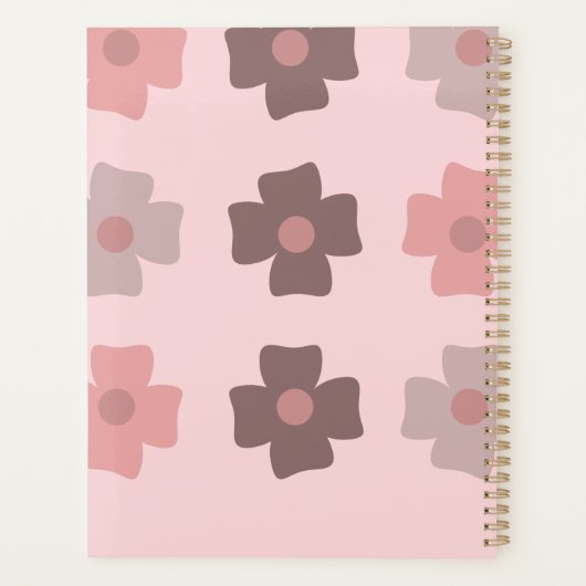 Floral Buds Bruin Roze Naam Planner (Achterkant)