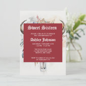 Floral Bull Skull Watercolor Art Kaart (Staand voorkant)