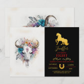 Floral Bull Skull Waterverf Art Kaart (Voorkant / Achterkant)