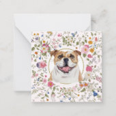 Floral Bulldog hond Moeder Notecard Notitiekaartje (Voorkant)