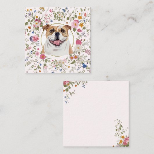 Floral Bulldog hond Moeder Notecard Notitiekaartje (Voorkant / Achterkant)