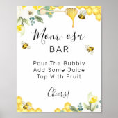 Floral Bumble Bee Baby shower Mam-osa Bar Sign Poster (Voorkant)